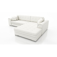 Fun Möbel Couchgarnitur SARRA Weiss mit Schlaffunktion Ottomane Rechts