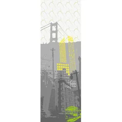 Fototapete ARCHITECTS PAPER "San Francisco", bunt (gelb, grau, grün), B:1m L:2,8m, Vlies, Tapeten, Grafik Tapete San Francisco City Schwarz Weiß Gelb Panel 1,00m x 2,80m