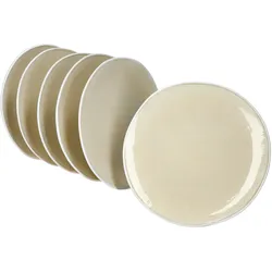Tzia 6x Kuchenteller 6 Pers Dessert-Teller klein Frühstücksteller Vanille Weiß