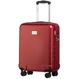 PUCCINI Polycarbonat Koffer Panama Hartschalenkoffer Handgepäck Trolley Leicht Reisekoffer mit Zwillingsrollen TSA-Kombinationsschloss M-L-XL (Rot, M)