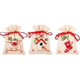 Vervaco PN-0172213 Weihnachtlich 3er Set Kräutertütchen Stickset Zählmuster, Baumwolle, mehrfarbig, ca. 8 x 12 cm / 3,2" x 4,8"