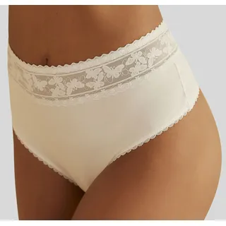 Nuance High-Waist-String NUANCE, Damen, Gr. 52/54, weiß, Jersey, Obermaterial: 63% Baumwolle, 25% Polyamid, 12% Elasthan, figurbetont, Unterhosen, mit Bund aus feiner Spitze