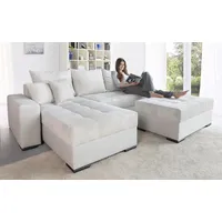 Ecksofa COLLECTION AB "Josy L-Form" Sofas Gr. B/H/T: 214cm x 84cm x 161cm, Cord-Microfaser PRIMABELLE, Ottomane beidseitig montierbar, beige mit Bettfunktion und Bettkasten, Federkern