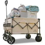 Naturehike Bollerwagen Faltbar 180L 225KG Tragkraft zusammenklappbarer Gartenwagen mit Bremsen Klappbarer Handwagen Verstellbarem Griff für Camping Strand Einkaufen(Braun 180L)