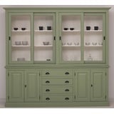 Casa Padrino Küchenbuffet Casa Padrino Landhausstil Esszimmerschrank Grün / Weiß 240 x 47 x H. 220 cm - Massivholz Küchenschrank - Esszimmer Möbel im Landhausstil - Landhausstil Esszimmer Einrichtung