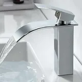 Gabrielle - Wasserfall-Badezimmer-Wasserhahn, Messing-Waschtischmischer, Zwei-Wege-Wasserhahn, Chrom, modernes Design