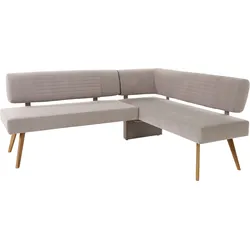 Eckbank OTTO PRODUCTS "Alessja", grau (grau, eiche natur), B:212cm H:88cm T:172cm, Massivholz, Holzwerkstoff, Polyester, Sitzbänke, Breite langer Schenkel 192 oder 212 cm, Gestell aus Eiche Massivholz