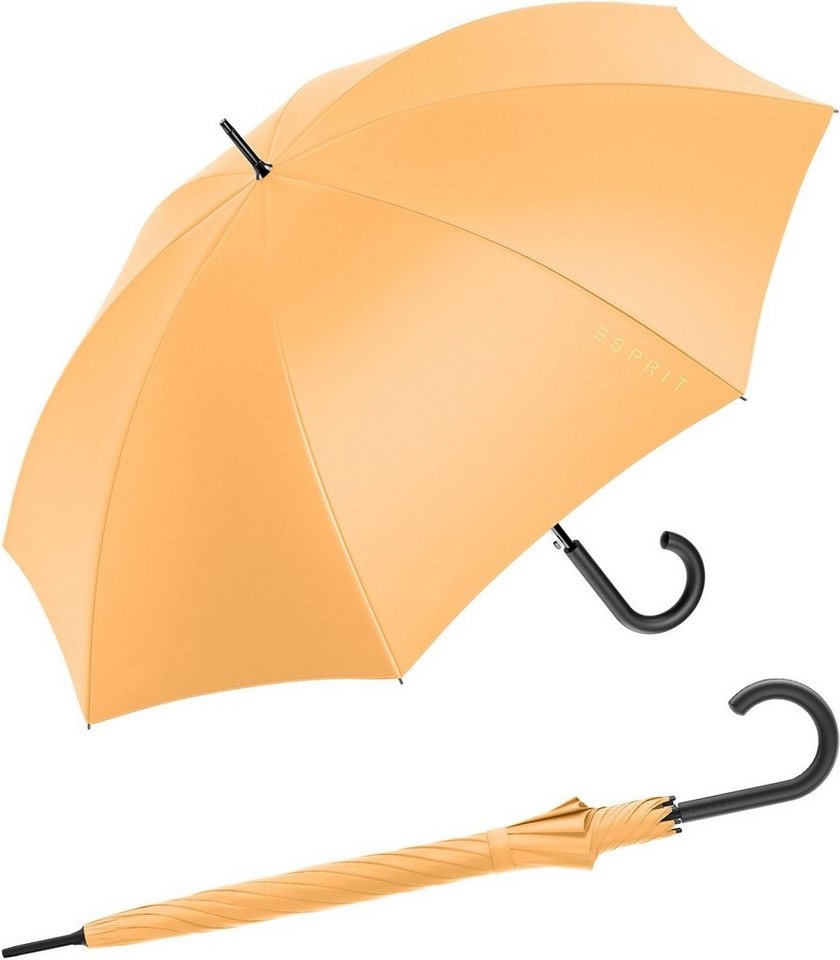 Esprit Stockregenschirm Damen-Regenschirm mit Automatik HW 2023, groß und stabil, in den Trendfarben - flax gelb