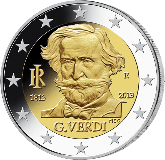 2 Euro Gedenkmünze "200. Geburtstag Giuseppe Verdi" 2013 aus Italien