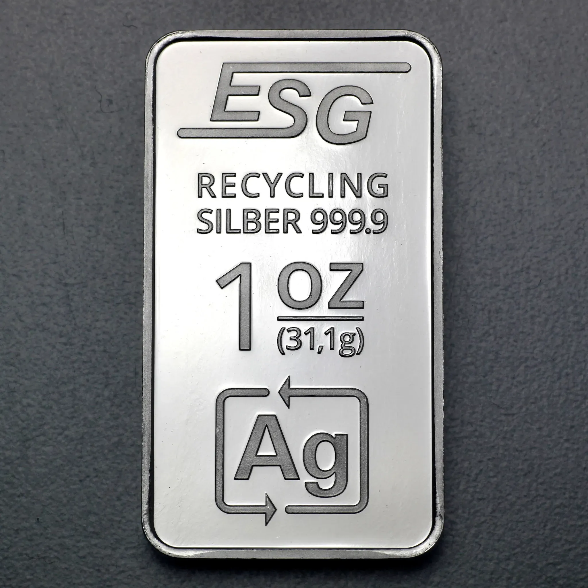 Silberbarren 1oz ESG geprägt gravierbar Recyclingsilber