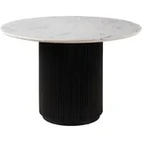 MASSIVMOEBEL24.DE BARCELONA Ø 120 cm schwarz lackiert / Marmor weiß