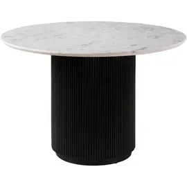 MASSIVMOEBEL24.DE BARCELONA Ø 120 cm schwarz lackiert / Marmor weiß