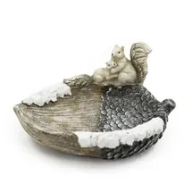 MARELIDA Vogeltränke Gartenfigur Futterstelle Eichhörnchen Schneeoptik 0 x 0 cm Braun