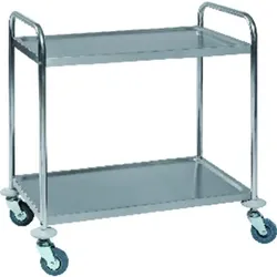 Tischwagen mit 2 Ladeflächen 790x500, Edelstahl