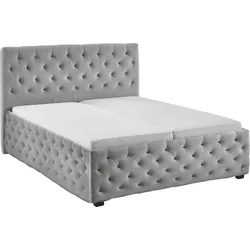 Polsterbett RELITA, grau (grau, grau), B:196cm H:120cm L:212cm, Betten, in Chesterfield-Optik, wahlweise Liegefläche 140 cm oder 180 cm breit