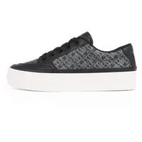 Tommy Hilfiger VULC LEATHER SNEAKER MONOGRAM Niedriger Schnitt (Schuhe) Damen, Schwarz (Black), 41 EU