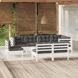 vidaXL Garten-Lounge-Set 9-tlg. weiß Kiefer