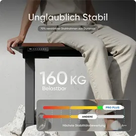 deskspace PRO Plus Elektrisch höhenverstellbarer Schreibtisch, 140x70 cm Stehpult mit Memory-Funktion, Mahagoni Tischplatte, Graues Gestell - Grau/Braun