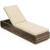 Verstellbare Sonnenliege Aus Rattan Mit Kissen, Khaki