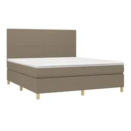 vidaXL Boxspringbett mit Matratze & LED Taupe 160x200 cm Stoff