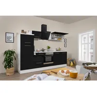 Respekta Küchenzeile Premium 270 cm Schwarz Hochglanz-Weiß