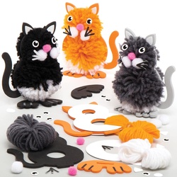 Pom Poms -Bastelsets "Katze" (pro Set 3) Bastelsets