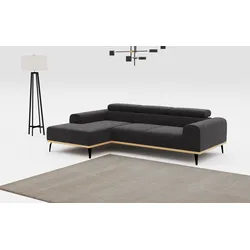 Ecksofa PLACES OF STYLE "Carlo L-Form", schwarz, B:244cm T:157cm, Sofas, Kopfteilverstellung