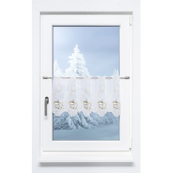 Scheibengardine Plauener Spitze - Dorfkirche im Winter " (Bx H) 131.20cm * 34cm" Braun/terrabraun