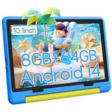 Happybe Kinder Tablet 10 Zoll Octa Core 64GB ROM 5000 mAh Dual-Kamera Tablet (10", 64 GB, Kids Bumper blau) blau