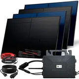 SUNNIVA® 2000W Balkonkraftwerk BIFAZIAL FULLBLACK komplett Steckdose ASTRO-E 800 Watt Wechselrichter, Solaranlage Komplettset, 4x500W N-Type Glas Bifacial Solarmodule, 5m Kabel, 4x2.5m Solarkabel