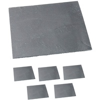 Cepewa 6er Set Schieferplatte quadratisch ca. 30 x 30 cm Servierplatte Untersetzer Tischdekoration Platzset (1 x 6er-Set Schieferplatte 30x30)