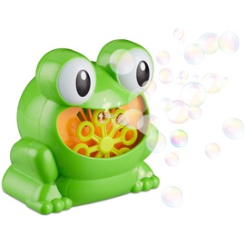 Relaxdays Seifenblasenmaschine Frosch inkl. 2 Seifenblasenflüssigkeit