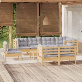 vidaXL Garten-Lounge-Set 9-tlg. grau Kiefer