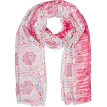 Stylebreaker Schal mit Batik Muster Metallic", Streifen, Leichtes Boho Style Tuch mit kurzen Fransen 01016230, Farbe:Pink-Hellblau | Gr.: onesize