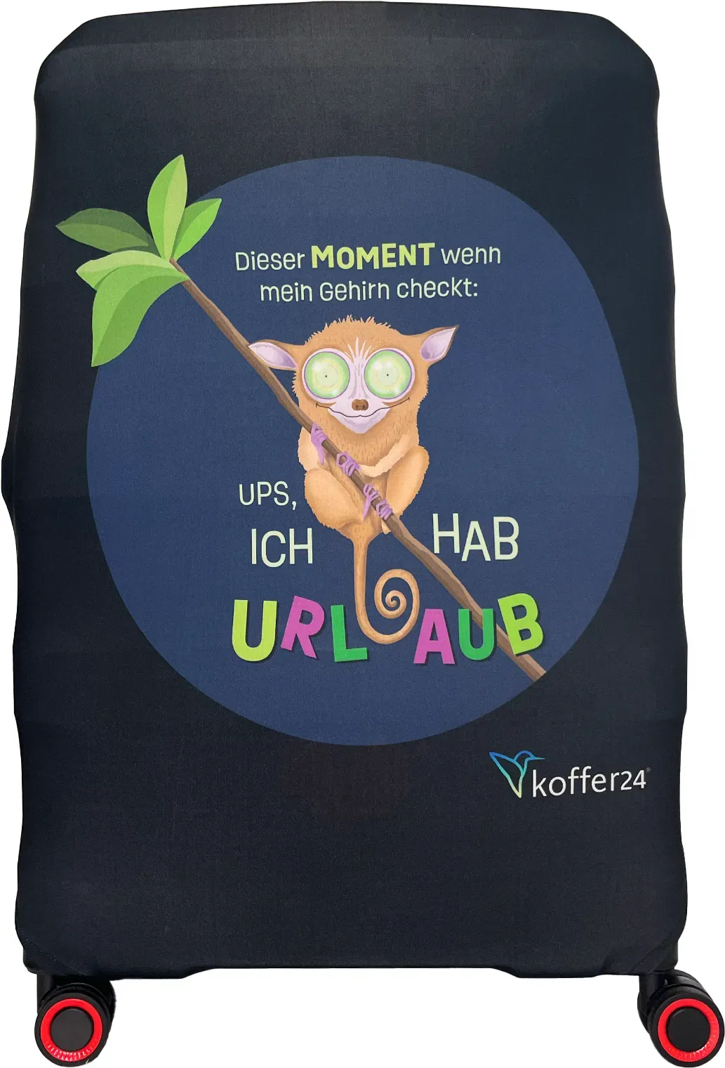 Koffer24 Kofferschutzhülle - "Der Moment wenn mein Gehirn checkt: UPS - ich hab Urlaub" - Reisekoffer Schutz Größe L Koffer24