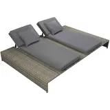 Doppel Sonnenliege Poly Rattan Grau Gartenliege Relaxliege Liegestuhl vidaXL