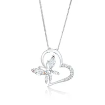 Elli Herz Schmetterling Zirkonia 925 Silber Noble", weiß, Halsketten, Damen, 45,mit Steinen, Silber 925 (Sterlingsilber), L: 45