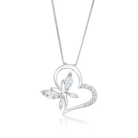 Elli Herz Schmetterling Zirkonia 925 Silber Noble", weiß, Halsketten, Damen, 45,mit Steinen, Silber 925 (Sterlingsilber), L: 45