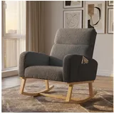 BELUPAI Schaukelstuhl Polster Schaukelsessel (Set, 1 St), mit Massivholzfüßen,für Schlafzimmer,2 Seitentaschen,Teddystoff,Grau grau