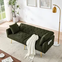 Ball & Cast Klappsofa, Mini Sofa mit Schlaffunktion, Schlafsofa Klein aus Teddy-Stoff, 3-Fach verstellbare Winkel, Ideal für Wohnungen und Wohnzimmer, Grün
