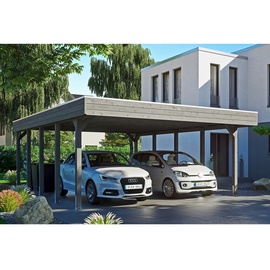 SKANHOLZ Carport »Friesland«, BxT: 557 x 708 cm, Firsthöhe: 254 cm, lasiert - grau