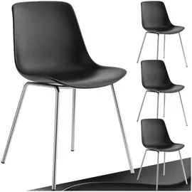 Tectake Kunststoffstuhl Mave schwarz 4er Set