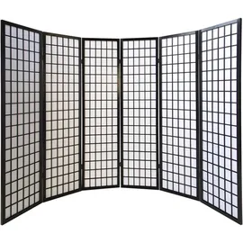 Homestyle4u Paravent Raumteiler 6 teilig Holz Schwarz 264x175 cm