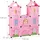 Relaxdays Steckregal Kinderzimmer, Prinzessinnenschloss, Kunststoff, DIY Schrank mit Türen, HBT: 128 x 110 x 37 cm, rosa