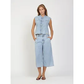 Gang Jeansweste "94LARA VEST", Damen, Gr. XL, sunbleached, Web, Obermaterial: 76% Baumwolle, 15% Polyester, 8% Viskose, 1% Elasthan, regular fit hüftlang, Rundhals, Westen, ärmelloser Relax-Fit