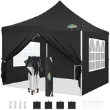 3x6m Pavillon, COBIZI Faltpavillon 3x6 Wasserdicht Stabil mit 6 Seitenteilen,Upgrade-Hochdach und Tragetasche, Gartenpavillon Partyzelt für Garten, Party, Festival, Hochzeit, UV50+