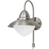 Eglo AUßENLEUCHTE Sidney, Silber, Weiß, Metall, Glas, 37.5x27.5x32.5 cm, Bewegungsmelder, Lampen & Leuchten, Außenbeleuchtung, Außenleuchten