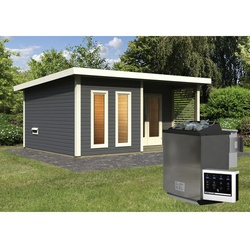 KARIBU Sauna »Kuusalu 8«, BxHxT:509 x 253 x 369 cm, 4 Personen - grau
