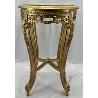 Casa Padrino Barock Beistelltisch Gold / Creme - Handgefertigter Antik Stil Massivholz Tisch mit Marmorplatte - Wohnzimmer Möbel im Barockstil - Antik Stil Möbel - Barock Einrichtung - Barock Möbel