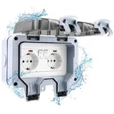 POPPSTAR Steckdose IP66 2-fach Grau